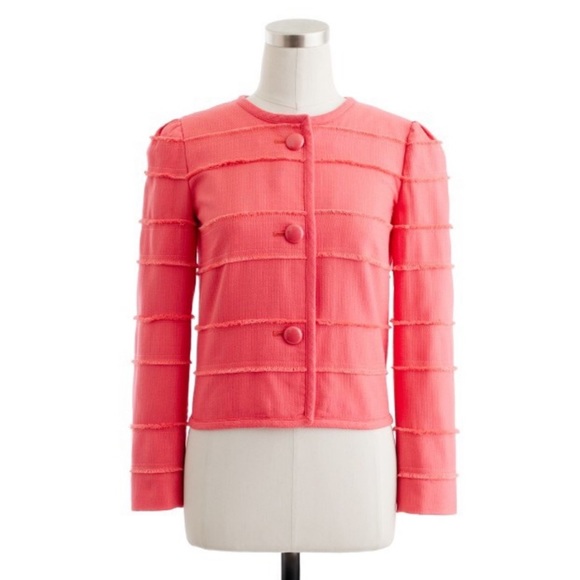 J. Crew - Frayed Cropped Jacket Blazer in Neon Rose - Picture 4 of 5